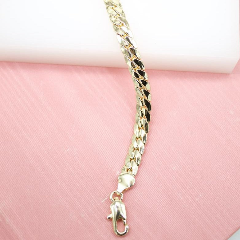 6mm Flat Diamond Cuban Bracelet Chain (I277)-0