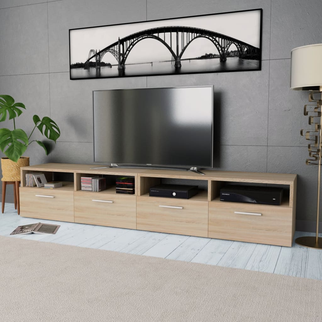 vidaXL TV Stand TV Console Sideboard TV Unit Media Unit 2 Pcs Engineered Wood-6