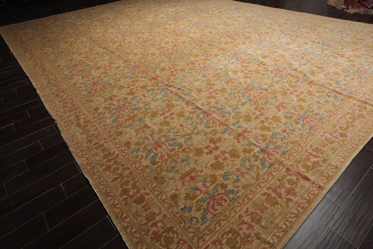 14'6''x19'10'' Palace Beige Hand Knotted 100% Wool Transitional Oriental Area Rug-3