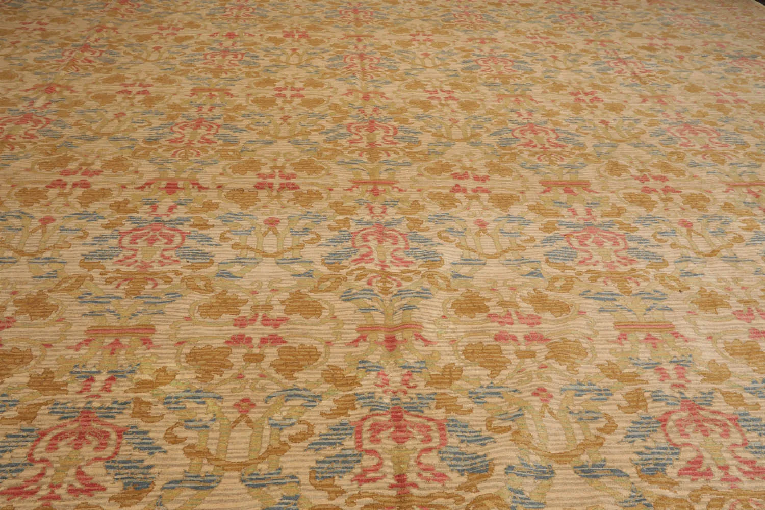 14'6''x19'10'' Palace Beige Hand Knotted 100% Wool Transitional Oriental Area Rug-4