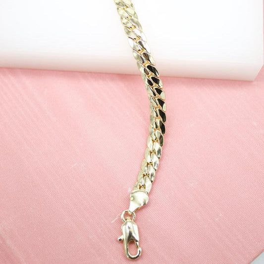 6mm Flat Diamond Cuban Bracelet Chain (I277)-0