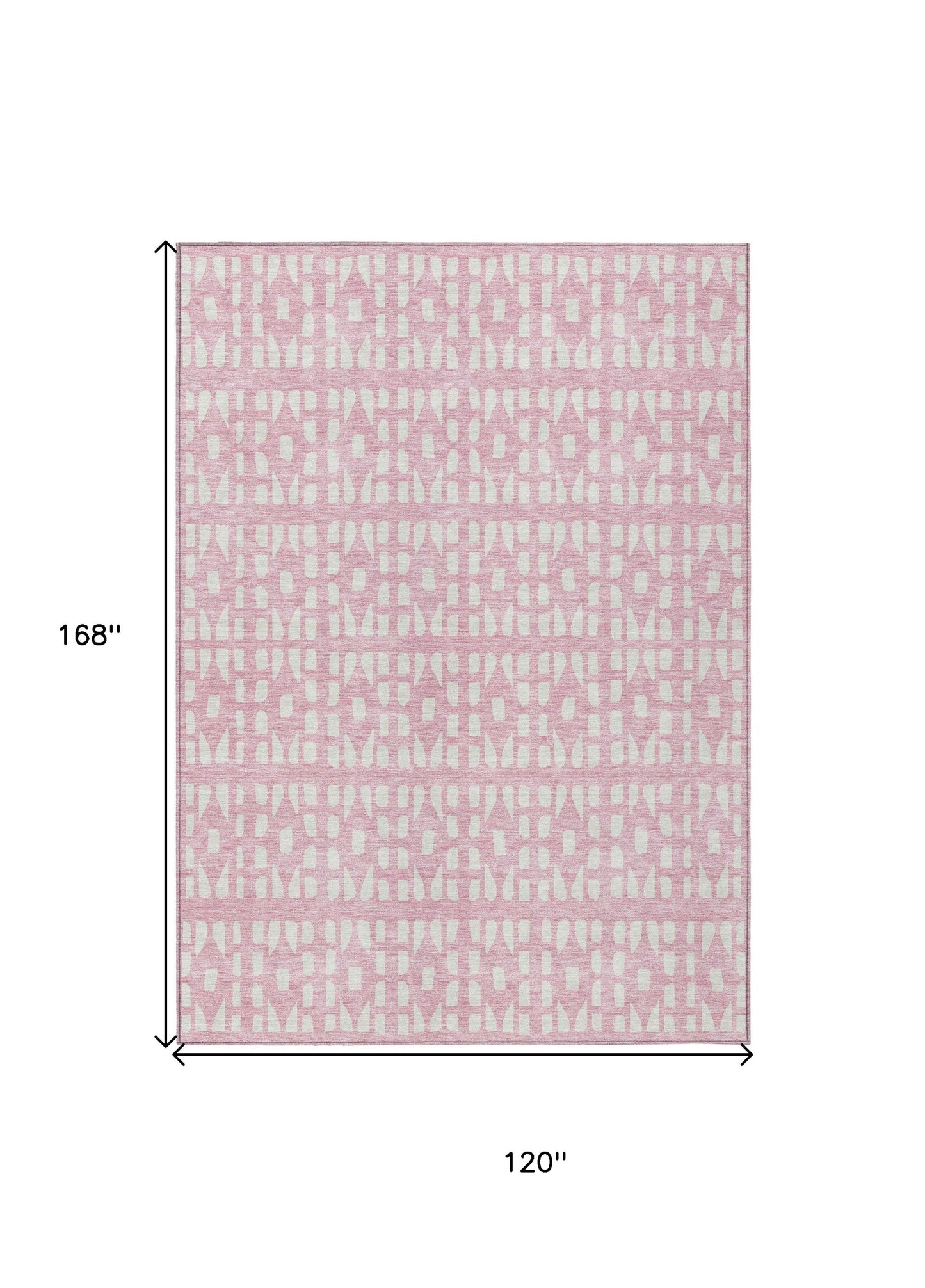 10' X 14' Pink And Ivory Geometric Washable Indoor Outdoor Area Rug-2