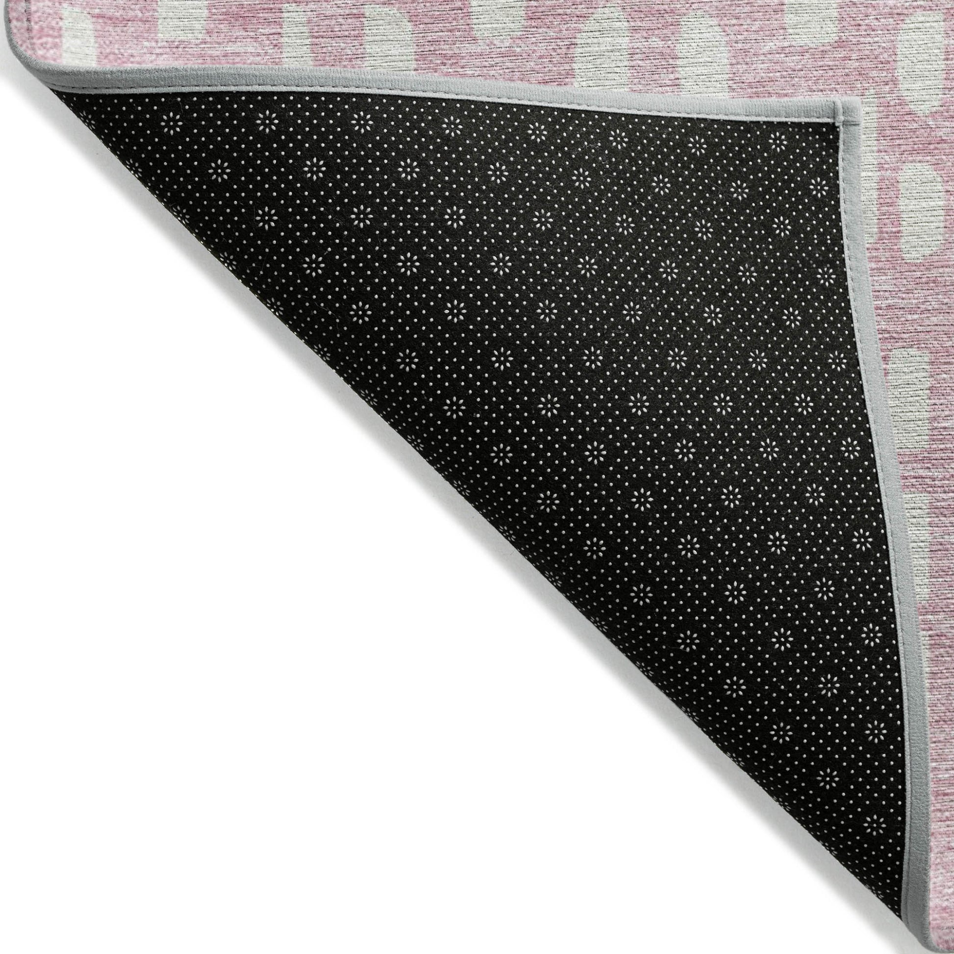 10' X 14' Pink And Ivory Geometric Washable Indoor Outdoor Area Rug-3