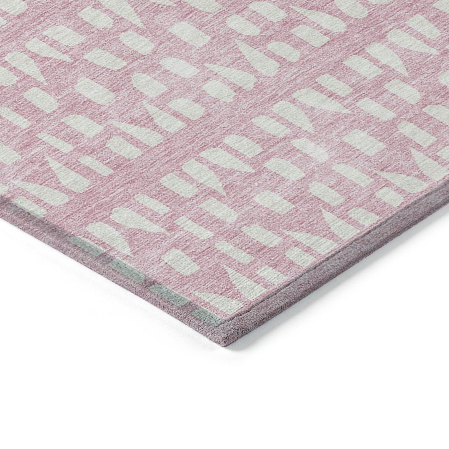 10' X 14' Pink And Ivory Geometric Washable Indoor Outdoor Area Rug-4
